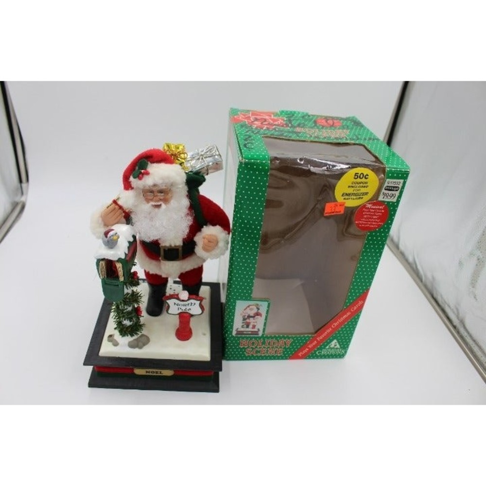 Vintage Holiday Scene Music Light Santa